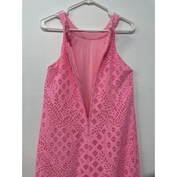 Lilly Pulitzer Halter Swing Mini Dress Lace Hot Pink Lined Size Small - Picture 3 of 15